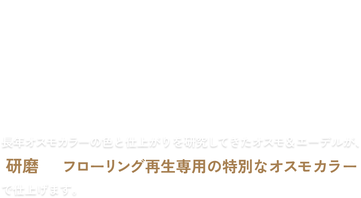 [オスモ＆エーデル] 学校・幼稚園の木製フローリング再生 長年オスモカラーの色と仕上がりを研究してきたオスモ＆エーデルが、研磨＋フローリング再生専用の特別なオスモカラーで仕上げます。